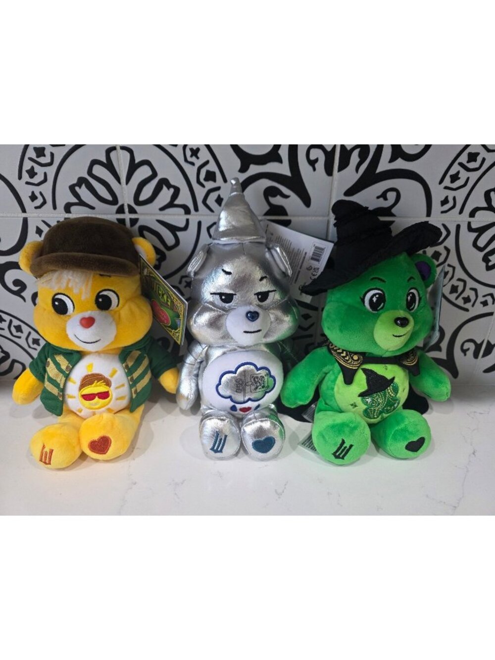 Lot of 3 Care Bears x Wicked 9” Plush Lot Elphaba Tin Man Scarecrow NWT